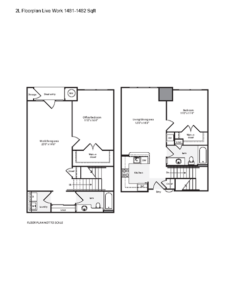 Floor plan for 2 beds, 2 baths, 1481 sqft